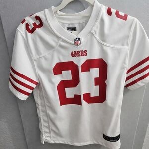 NFL White and Red Youth 49ers Christian McCaffrey #23 Football Jersey NWT